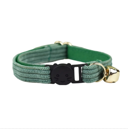 Anypet Small Hunter Green Cat Collar with Safety Buckle, Bell & Durable Adjustable Strap – Stylish Comfortable Pet Accessory for Cats