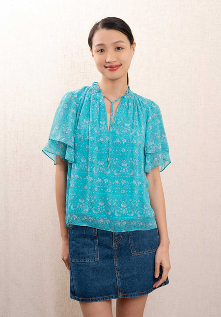 Blouse 4eva45-v09136 Turquoise