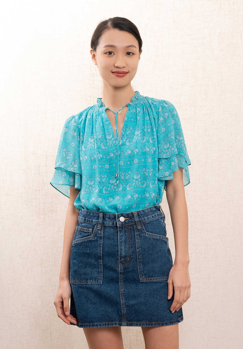 Blouse 4eva45-v09136 Turquoise