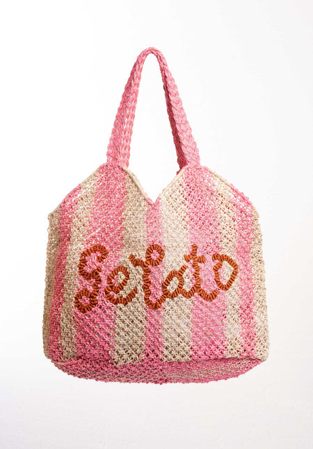 The Jacksons Drew Gelato  Handwoven Jute Beach Bag Rose