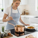 Anygleam Rosegold 304 Stainless Steel Saucepan – Small Milk & Soup Pot with Lid, Long Handle, Thickened Base, Induction Compatible Dormitory Cookware