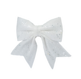 ANYDECO Christmas Bow White Glitter Hanging Decorative Ornaments