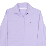 TOMMY HILFIGER Womens Plain Shirt Purple Long Sleeve S
