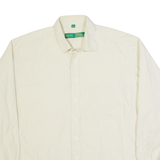 CANDA Mens Plain Shirt Cream 90s Long Sleeve XL