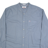 TOMMY JEANS Mens Plain Shirt Blue Long Sleeve 2XL