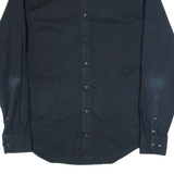 TOMMY HILFIGER Slim Fit Mens Plain Shirt Black Long Sleeve L