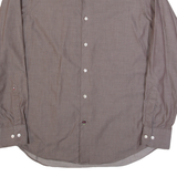 TOMMY HILFIGER Fitted Mens Plain Shirt Brown Long Sleeve L