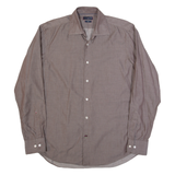 TOMMY HILFIGER Fitted Mens Plain Shirt Brown Long Sleeve L