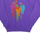 Bird Print Womens Sweatshirt Purple M