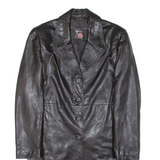 KINAFF Womens Overcoat Coat Black Leather S