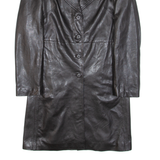 KINAFF Womens Overcoat Coat Black Leather S