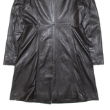KINAFF Womens Overcoat Coat Black Leather S