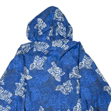 Mens Rain Jacket Blue Crazy Pattern M