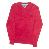 TOMMY HILFIGER GOLF Mens Jumper Red V-Neck Tight Knit S