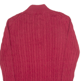 POLO RALPH LAUREN Mens Jumper Red Button Neck Cable Knit S