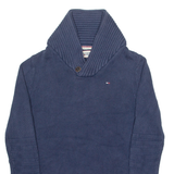 TOMMY HILFIGER Mens Jumper Blue Roll Neck Tight Knit S