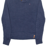 TOMMY HILFIGER Mens Jumper Blue Roll Neck Tight Knit S