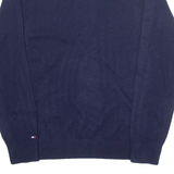 TOMMY HILFIGER Mens Patterned Jumper Blue Check Tight Knit S