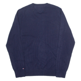 TOMMY HILFIGER Mens Patterned Jumper Blue Check Tight Knit S
