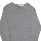 TOMMY HILFIGER Mens Jumper Grey Tight Knit L