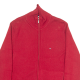 TOMMY HILFIGER Mens Jumper Red High Neck Tight Knit M