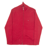 TOMMY HILFIGER Mens Jumper Red High Neck Tight Knit M