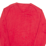 TOMMY HILFIGER Mens Jumper Red V-Neck Tight Knit M
