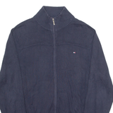 TOMMY HILFIGER Mens Jumper Blue High Neck Tight Knit L