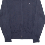 TOMMY HILFIGER Mens Jumper Blue High Neck Tight Knit L