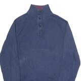 TOMMY HILFIGER Mens Jumper Blue Button Neck Tight Knit S