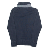 TOMMY HILFIGER Mens Jumper Blue Roll Neck Tight Knit S