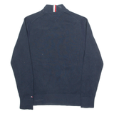TOMMY HILFIGER Mens Jumper Blue High Neck Tight Knit M