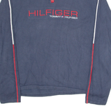 TOMMY HILFIGER Womens Jumper Blue Button Neck Tight Knit XL