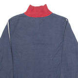 TOMMY HILFIGER Womens Jumper Blue Button Neck Tight Knit XL