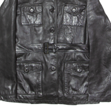 STRADIVARIUS Womens Trench Jacket Black Leather 90s UK 12