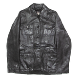 STRADIVARIUS Womens Trench Jacket Black Leather 90s UK 12