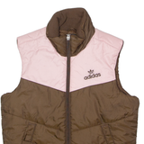 ADIDAS ORIGINALS Womens Puffer Gilet Brown Colourblock UK 8