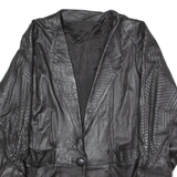 Womens Blazer Jacket Black Leather 90s XL