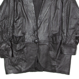 Womens Blazer Jacket Black Leather 90s XL