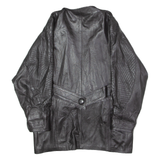 Womens Blazer Jacket Black Leather 90s XL