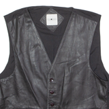 QUADRO Mens Waistcoat Black Leather L