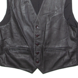 QUADRO Mens Waistcoat Black Leather L