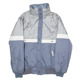 AMERICAN SPORTS Mens Jacket Blue 90s Hooded Colourblock L
