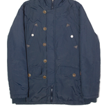 EST. 1972 Faux Fur Trim Mens Parka Coat Blue Hooded S