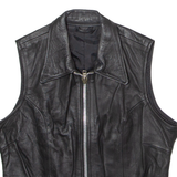 Womens Waistcoat Black Leather S