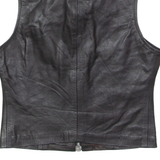 Womens Waistcoat Black Leather S