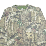 BREAK UP INFINITY Camouflage Mens T-Shirt Green Long Sleeve Button Neck L