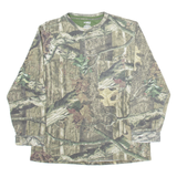 BREAK UP INFINITY Camouflage Mens T-Shirt Green Long Sleeve Button Neck L
