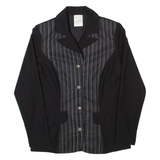Womens Blazer Jacket Black 90s Striped UK 10