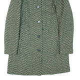 DESIGUAL Womens Coat Green Wool Chevron L